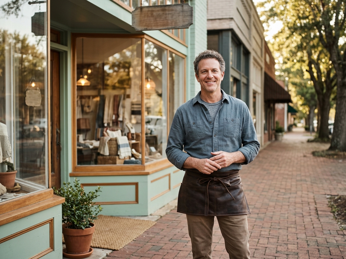 Local Duluth, GA business owner outside his shop