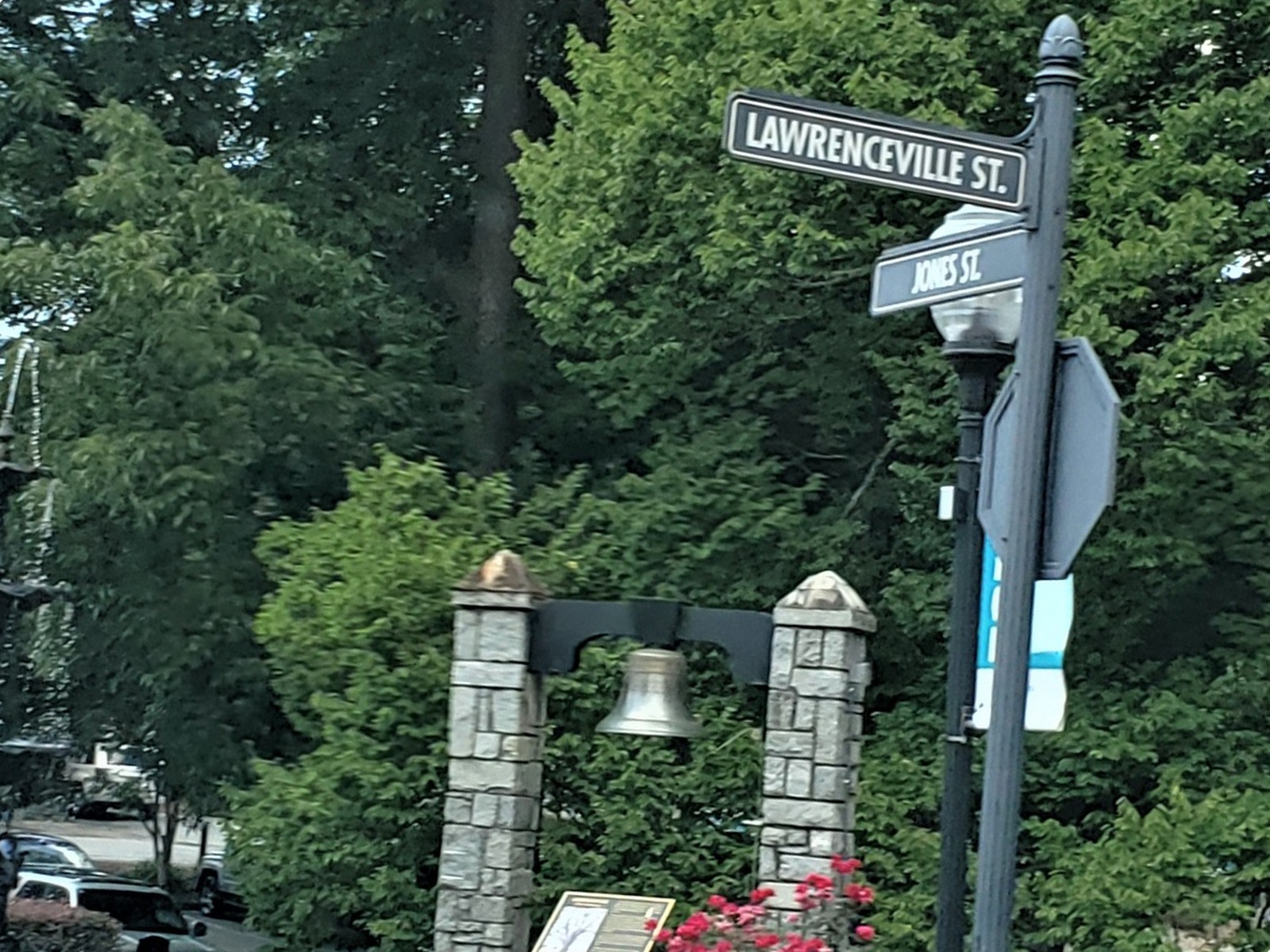 Lawrenceville Street sign near the historic downtown square