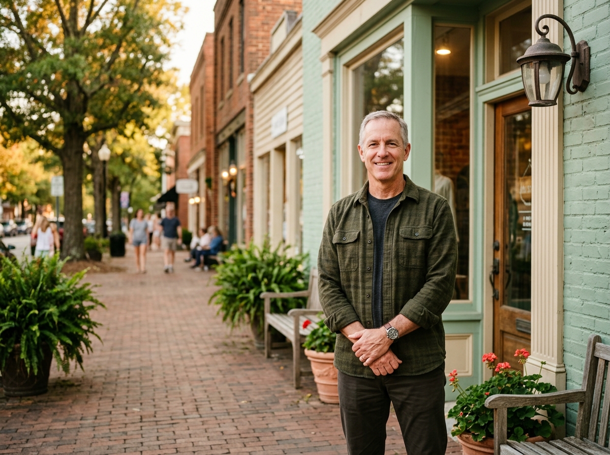 Local Snellville business owner outside his storefront